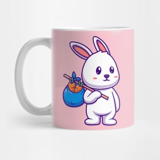 Cute Rabbit Bring Carrot With Bag Cartoon Mug